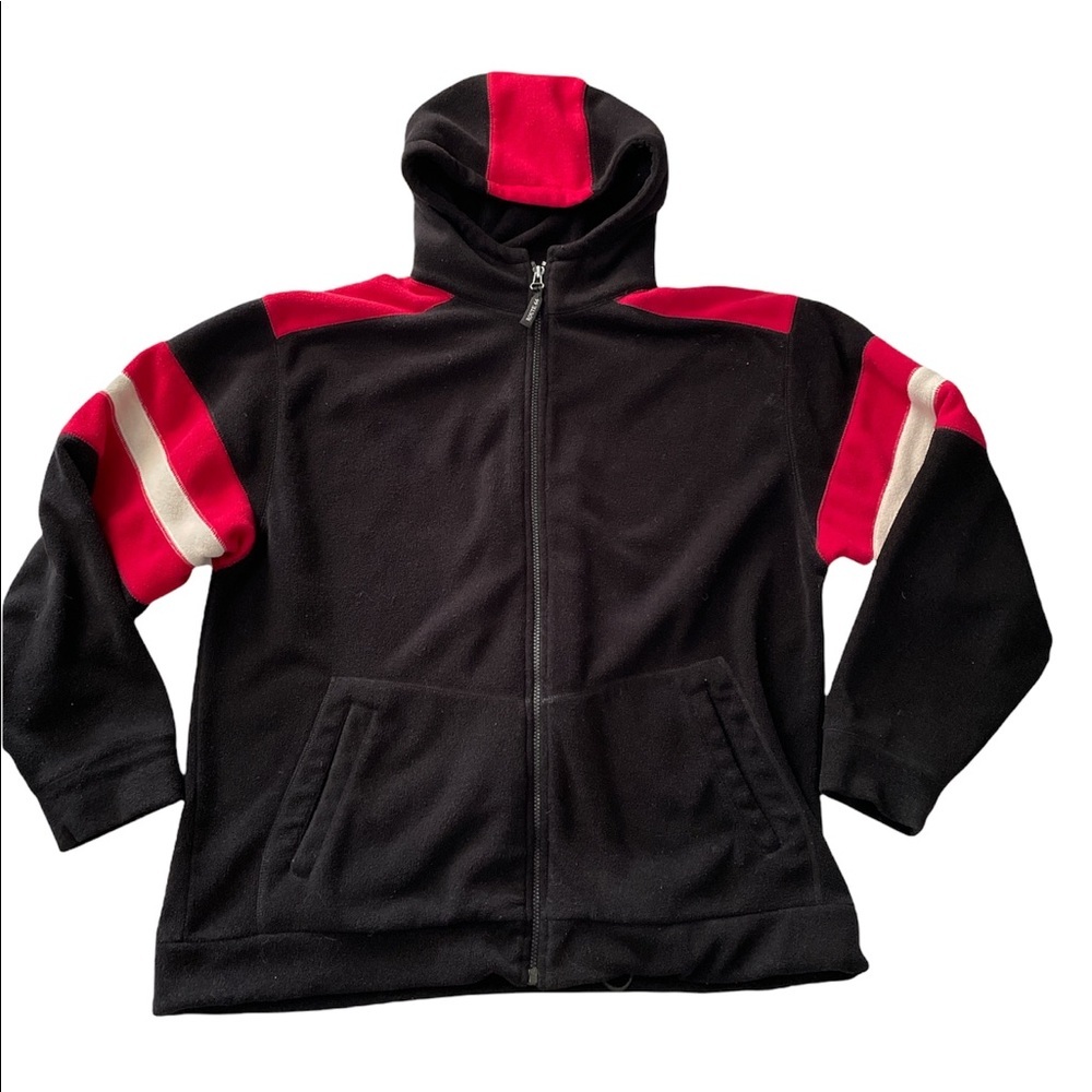 Vintage Route 66 Unisex Full Zip Hoodie Jacket Sweatshirt Size L, Black/Red